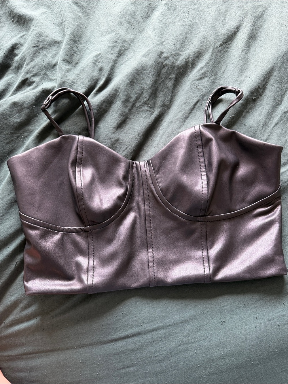 Faux Leather Black Bustier Crop Top
